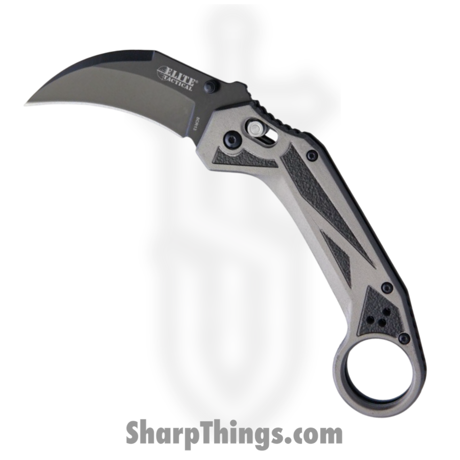 Elite Tactical - ET1029GY - Rapid Lock - Folding Knife - 8Cr13MoV Coated Karambit - Aluminum - Black Grey