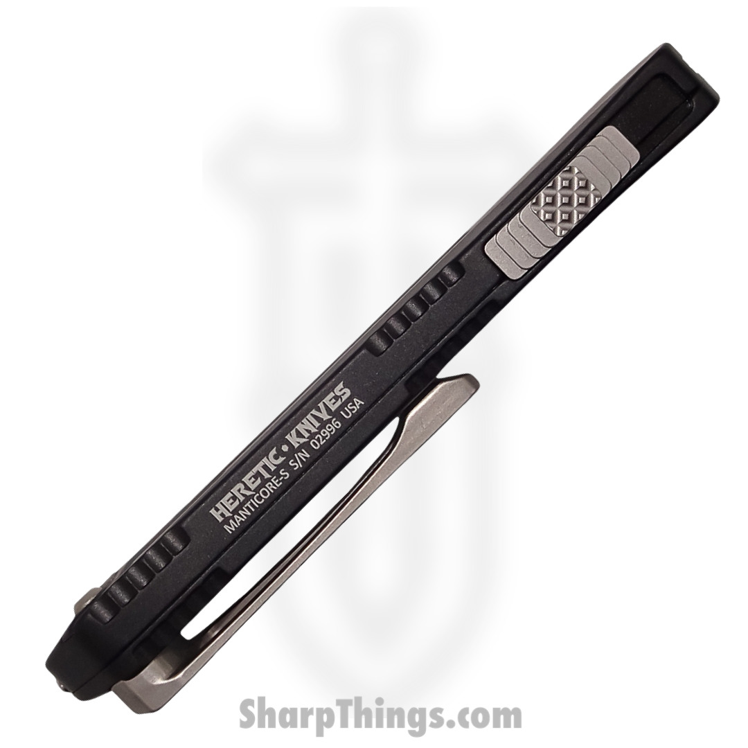 Heretic Knives - H023-2a-Ambi - Manticore S - OTF Auto - Magnacut Stonewash Tanto - 6061-T6 Aluminum - Black - Image 3