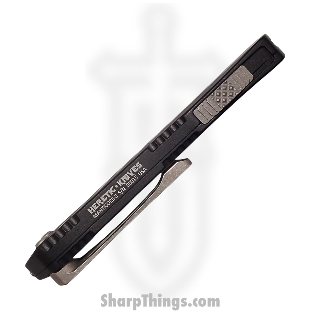 Heretic Knives - H023-5A-Ambi - Manticore S - OTF Auto - Magnacut Stonewash Tanto - 6061-T6 Aluminum - Black - Image 3