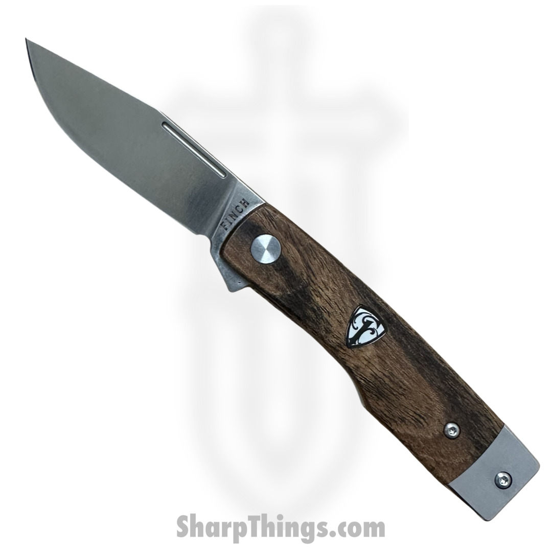 Finch Knife Co. - HT205 - Hatfield - Folding Knife - 154CM Satin Clip Point - Bocote Wood - Brown