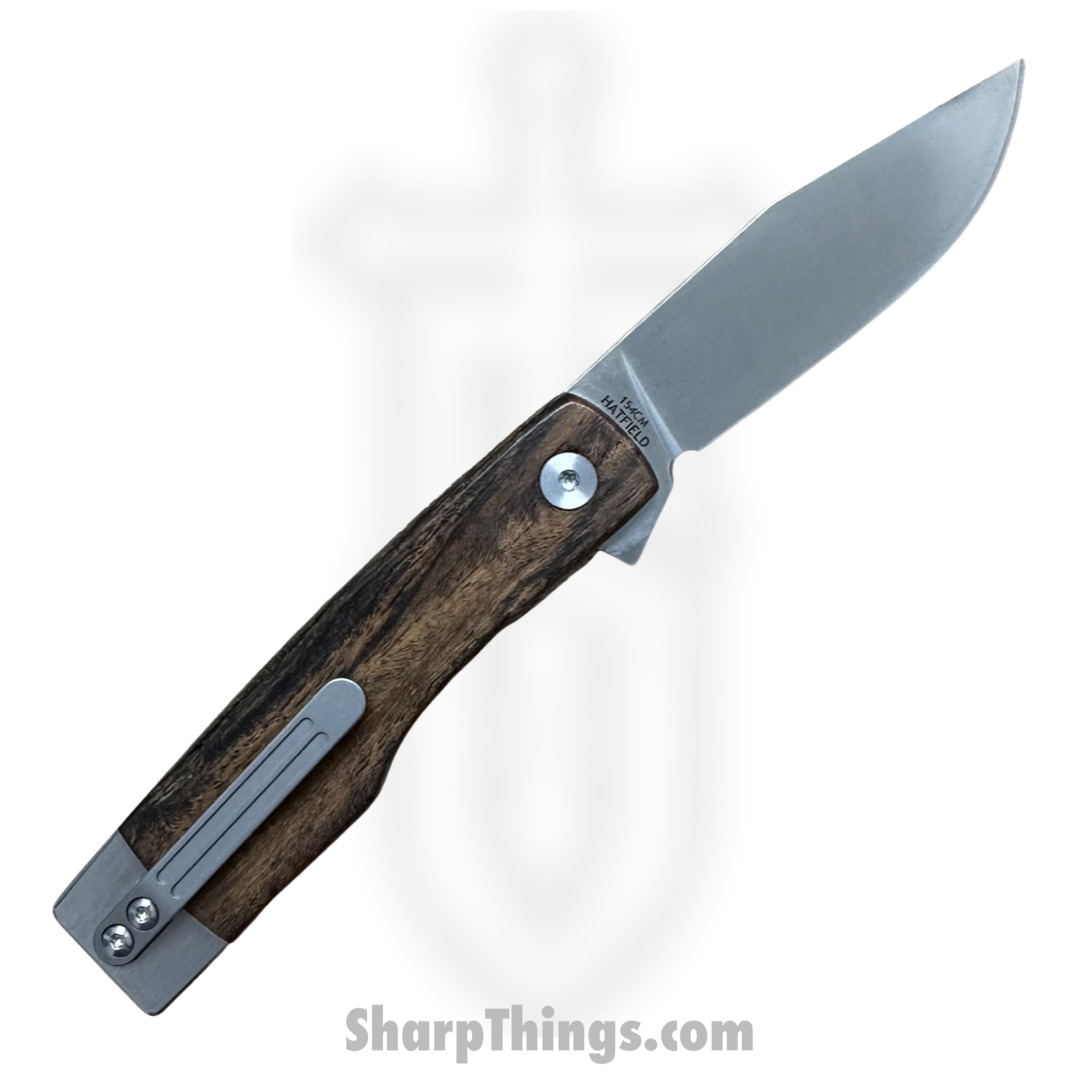 Finch Knife Co. - HT205 - Hatfield - Folding Knife - 154CM Satin Clip Point - Bocote Wood - Brown - Image 2