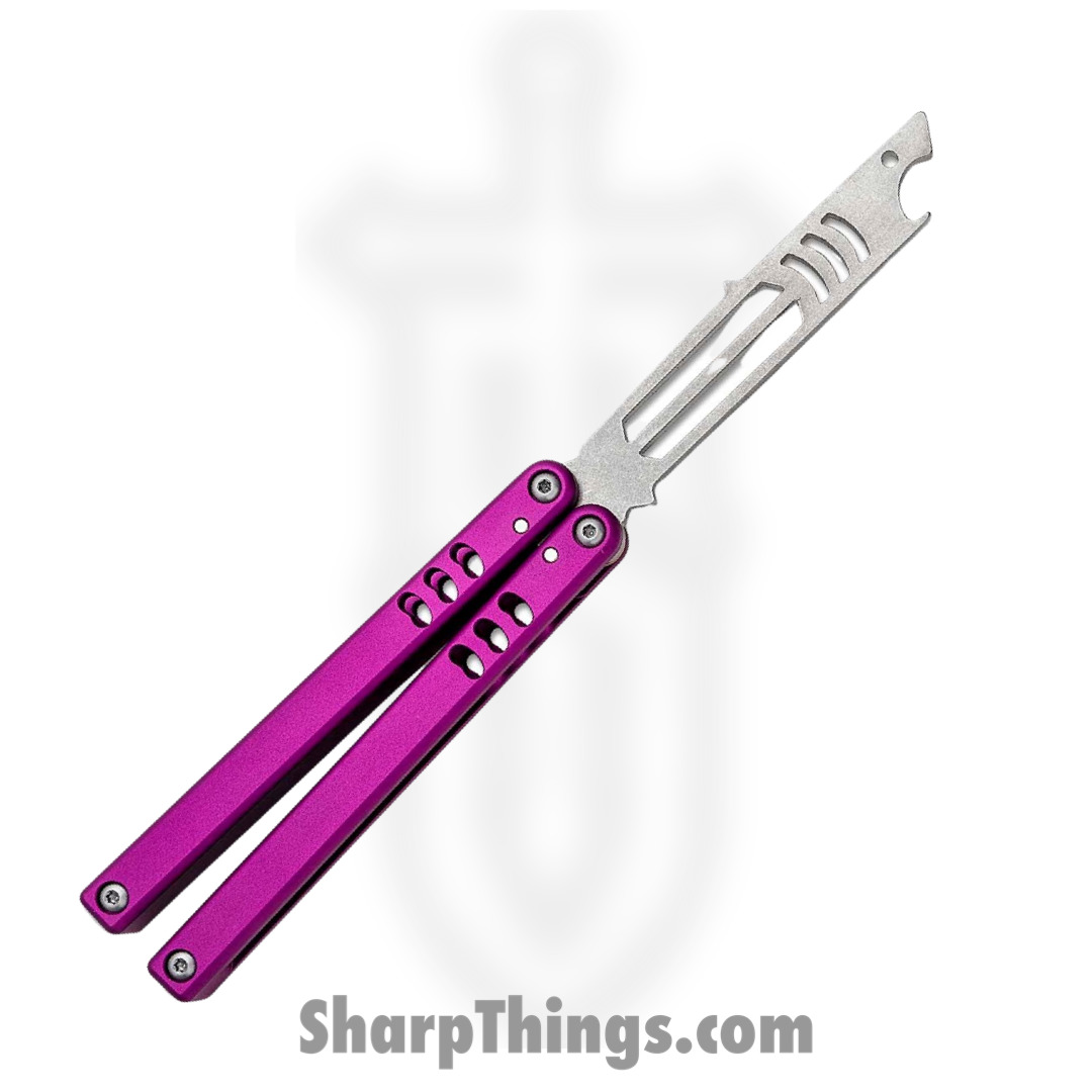 Squid Industries - 04TR04SW01PU - Mako V4.5 Bottle Opener Balisong Trainer - 304 Stainless 6061-T6 - Purple - Image 2