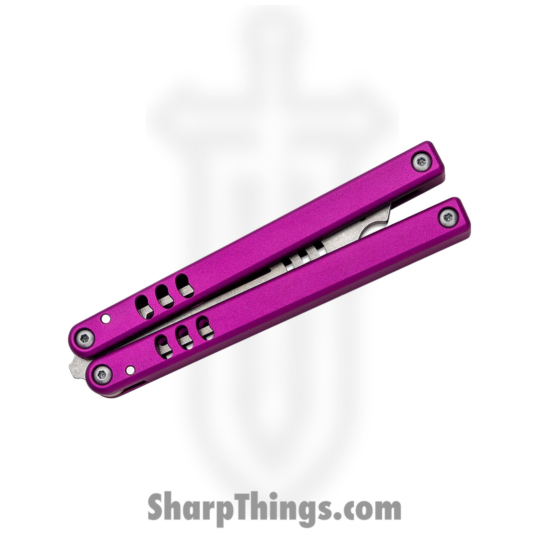 Squid Industries - 04TR04SW01PU - Mako V4.5 Bottle Opener Balisong Trainer - 304 Stainless 6061-T6 - Purple - Image 4