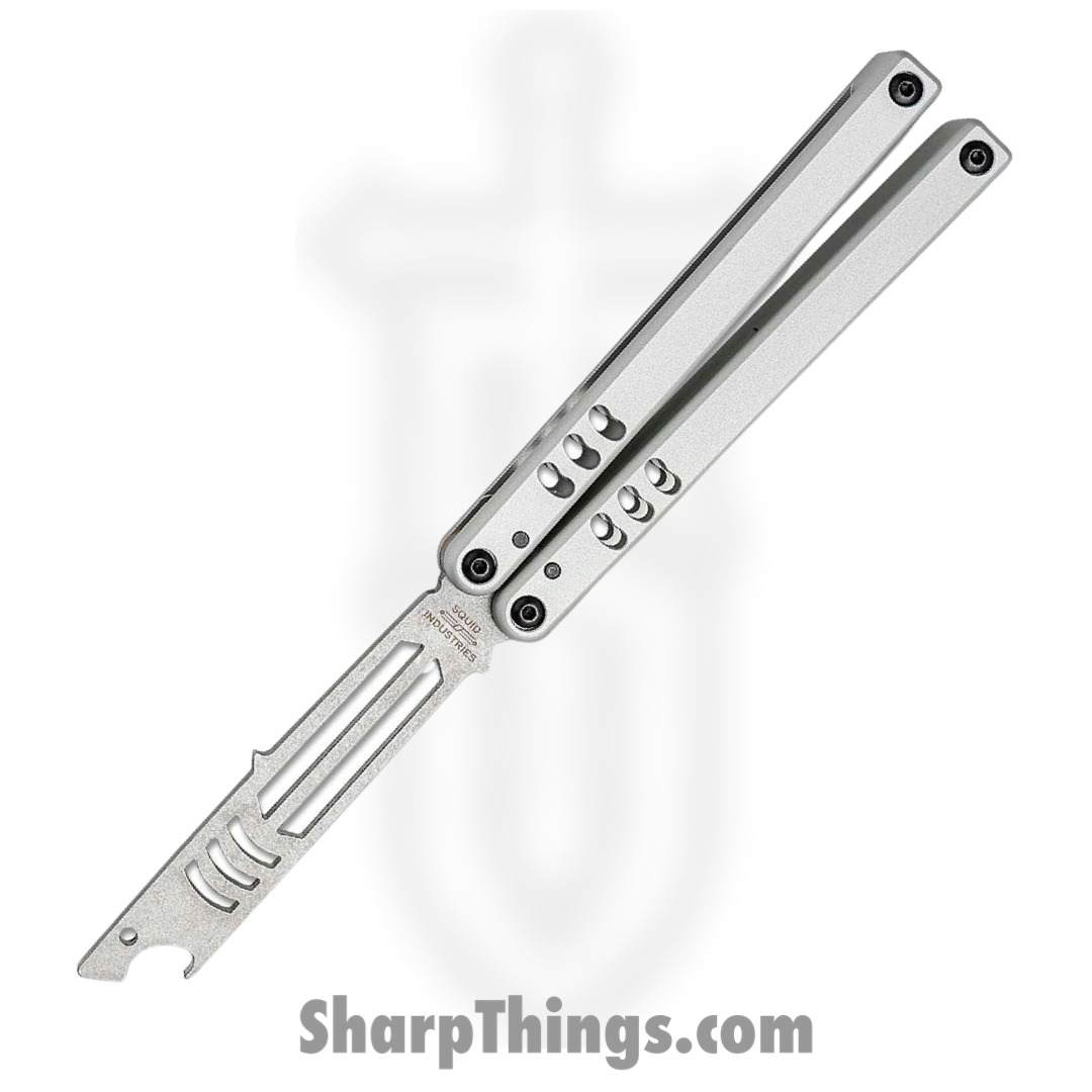 Squid Industries - 04TR04SW01SL - Mako V4.5 Bottle Opener Balisong Trainer - 304 Stainless 6061-T6 - Silver