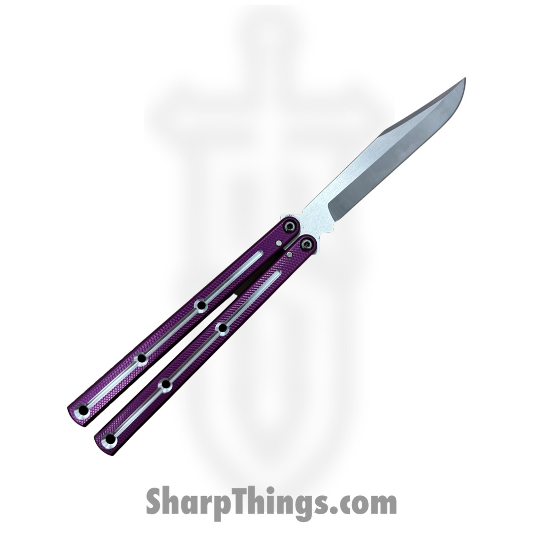 Squid Industries - 09BWALSA02PU - Krake Raken BOWIE V2.5 Dual-Tone Balisong Knife - AEB-L 7075 - Purple - Image 2