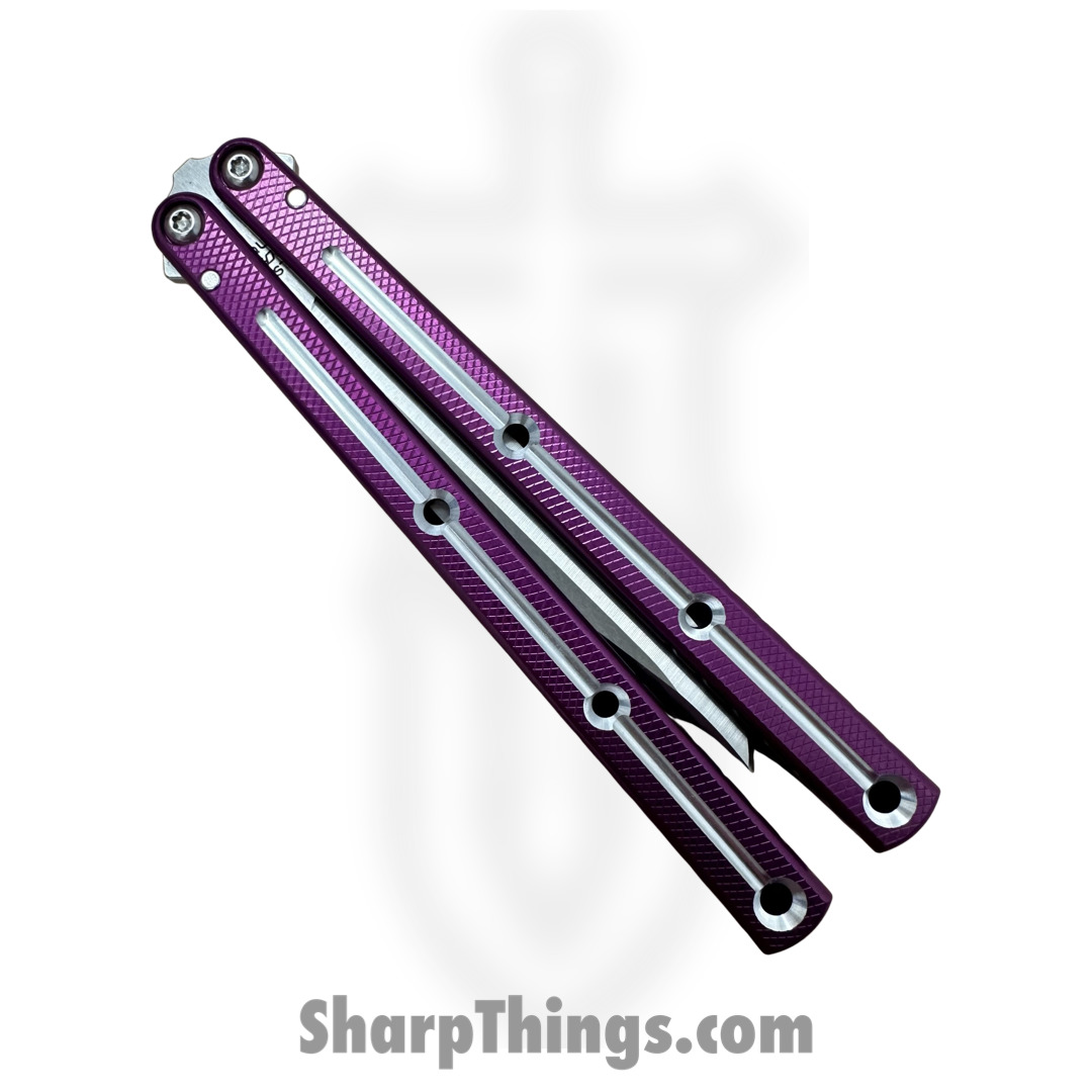 Squid Industries - 09BWALSA02PU - Krake Raken BOWIE V2.5 Dual-Tone Balisong Knife - AEB-L 7075 - Purple - Image 3