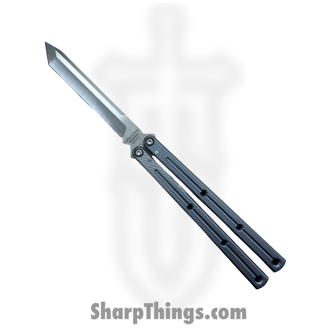 Squid Industries - 09TNALSA01GM - Krake Raken Tanto V2.5 Balisong Knife - AEB-L 7075 - Gunmetal