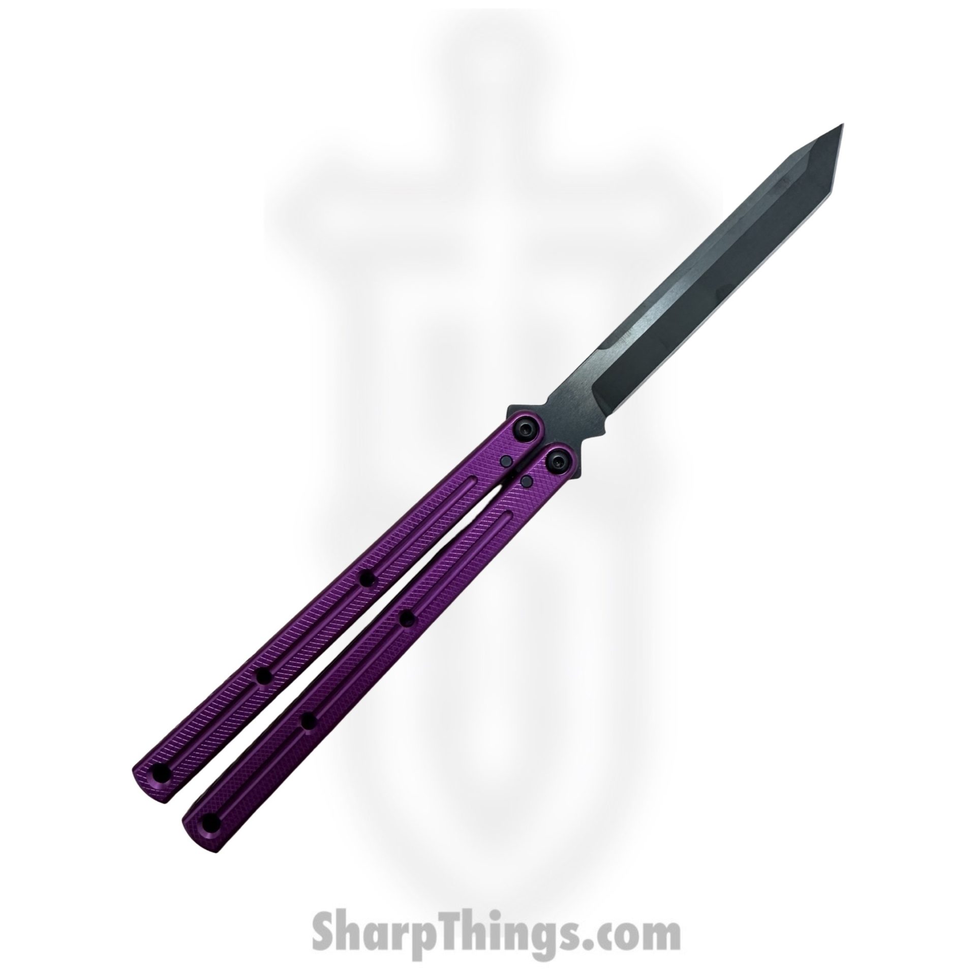 Squid Industries - 09TNALDC01PU - Krake Raken Tanto Inked V2.5 Balisong Knife - AEB-L 7075 - Purple and Black - Image 2