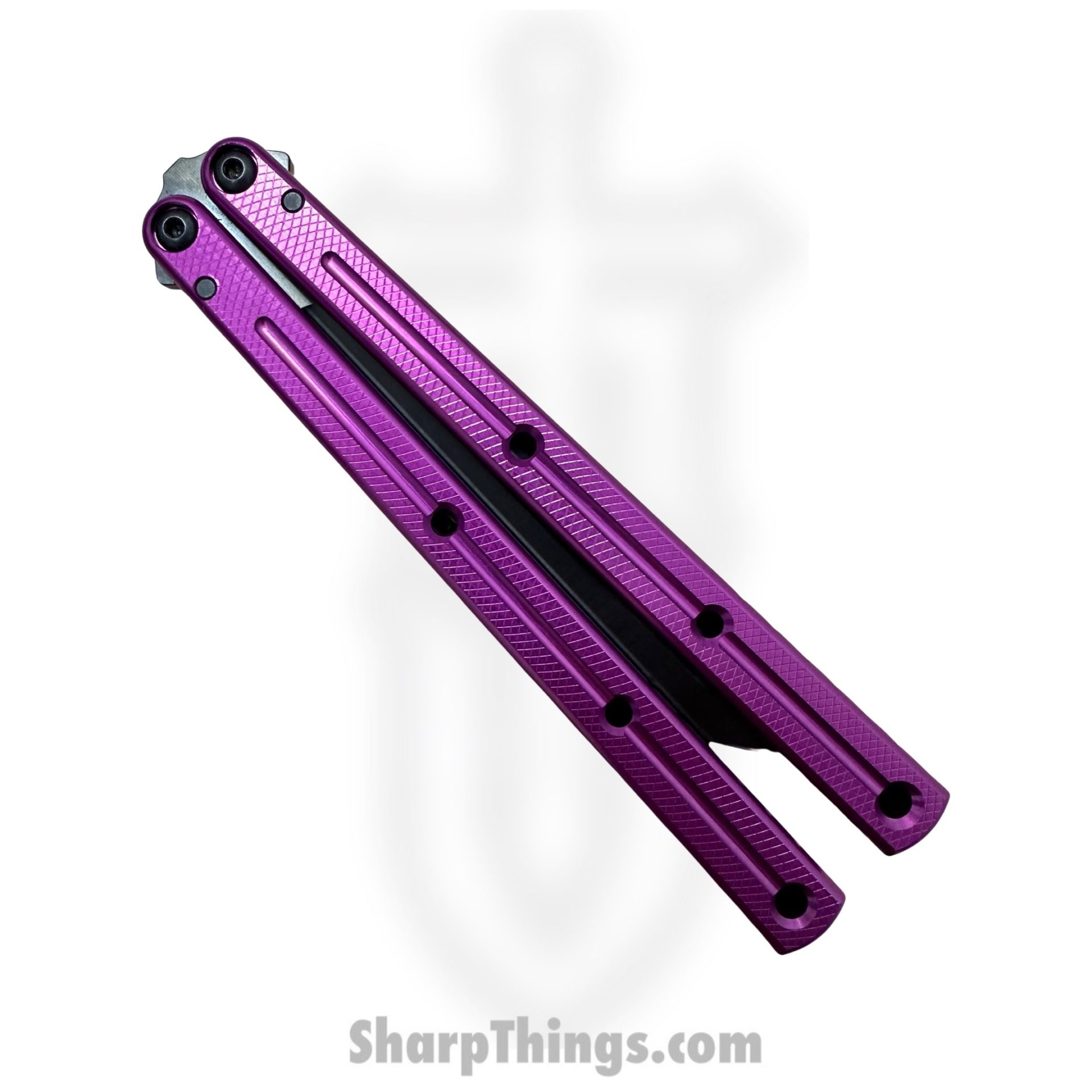 Squid Industries - 09TNALDC01PU - Krake Raken Tanto Inked V2.5 Balisong Knife - AEB-L 7075 - Purple and Black - Image 4