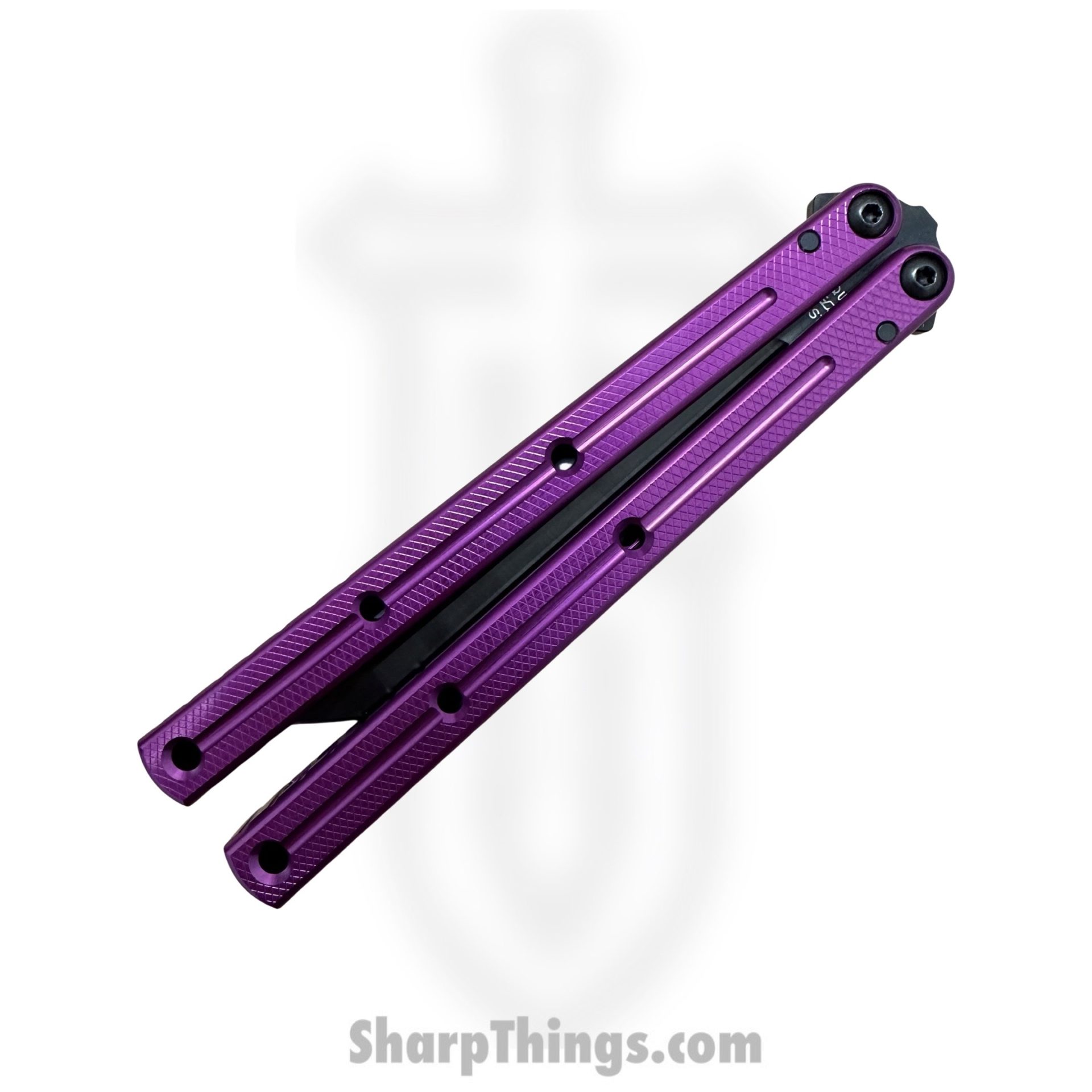 Squid Industries - 09TNALDC01PU - Krake Raken Tanto Inked V2.5 Balisong Knife - AEB-L 7075 - Purple and Black - Image 3