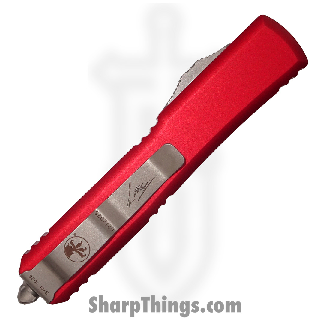 Microtech - 119R-10RDS - Ultratech Signature Series - OTF Auto - Elmax Stonewash Hellhound Razor - 6061-T6 Aluminum - Red - Image 2
