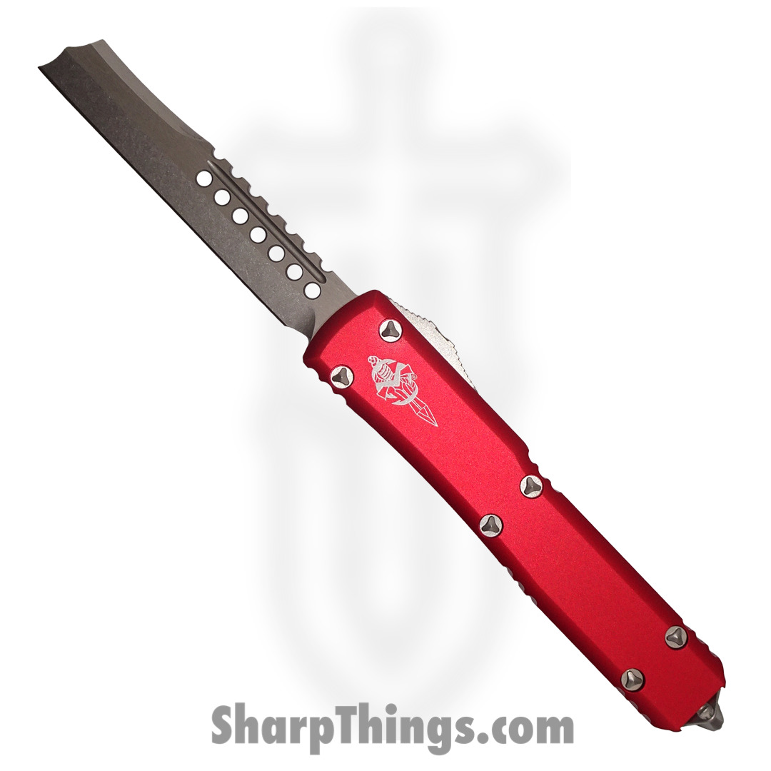 Microtech - 119R-10RDS - Ultratech Signature Series - OTF Auto - Elmax Stonewash Hellhound Razor - 6061-T6 Aluminum - Red