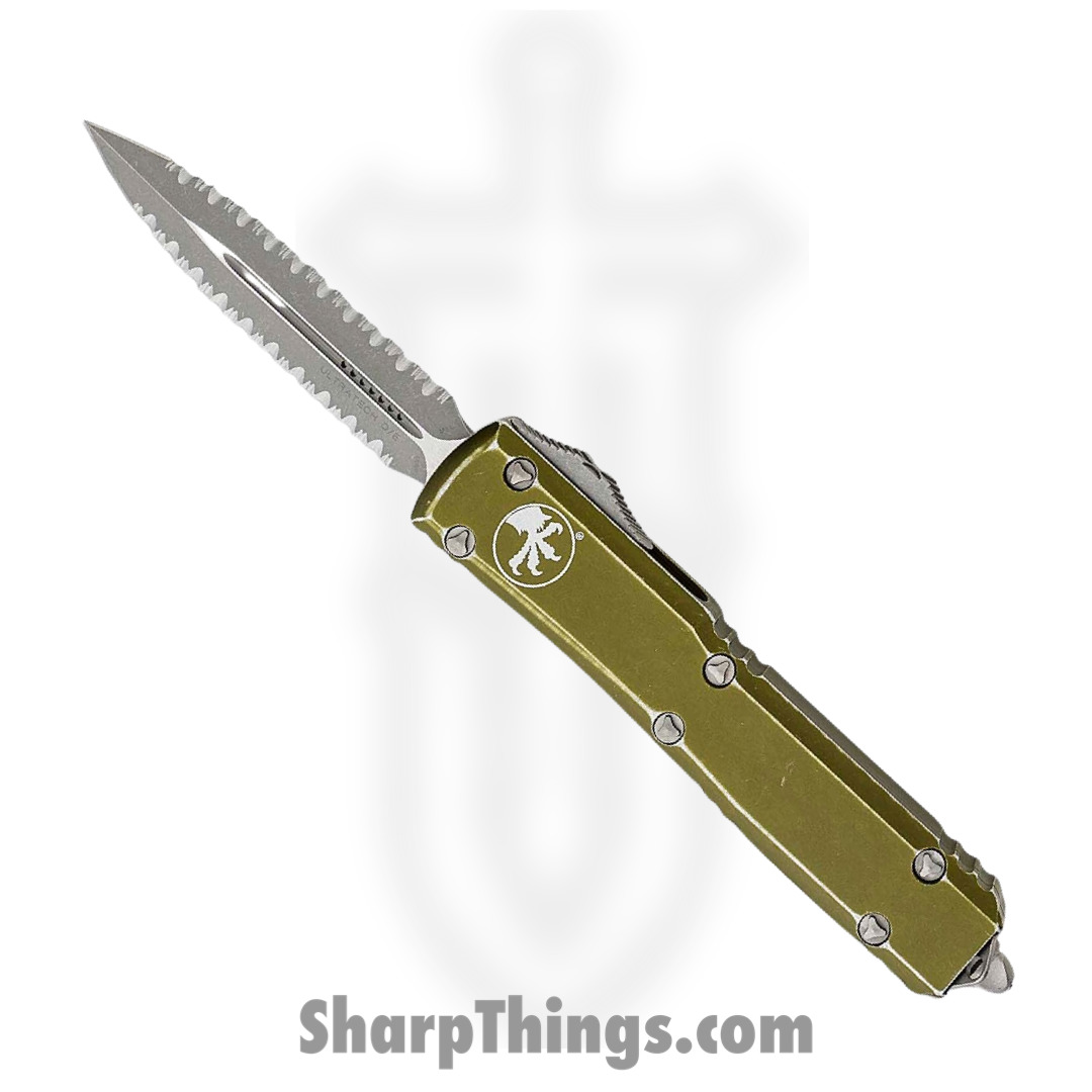 Microtech - 122-D12DOD - Ultratech - OTF Auto - Elmax Apocalyptic Dagger - 6061-T6 Aluminum - Distressed OD Green