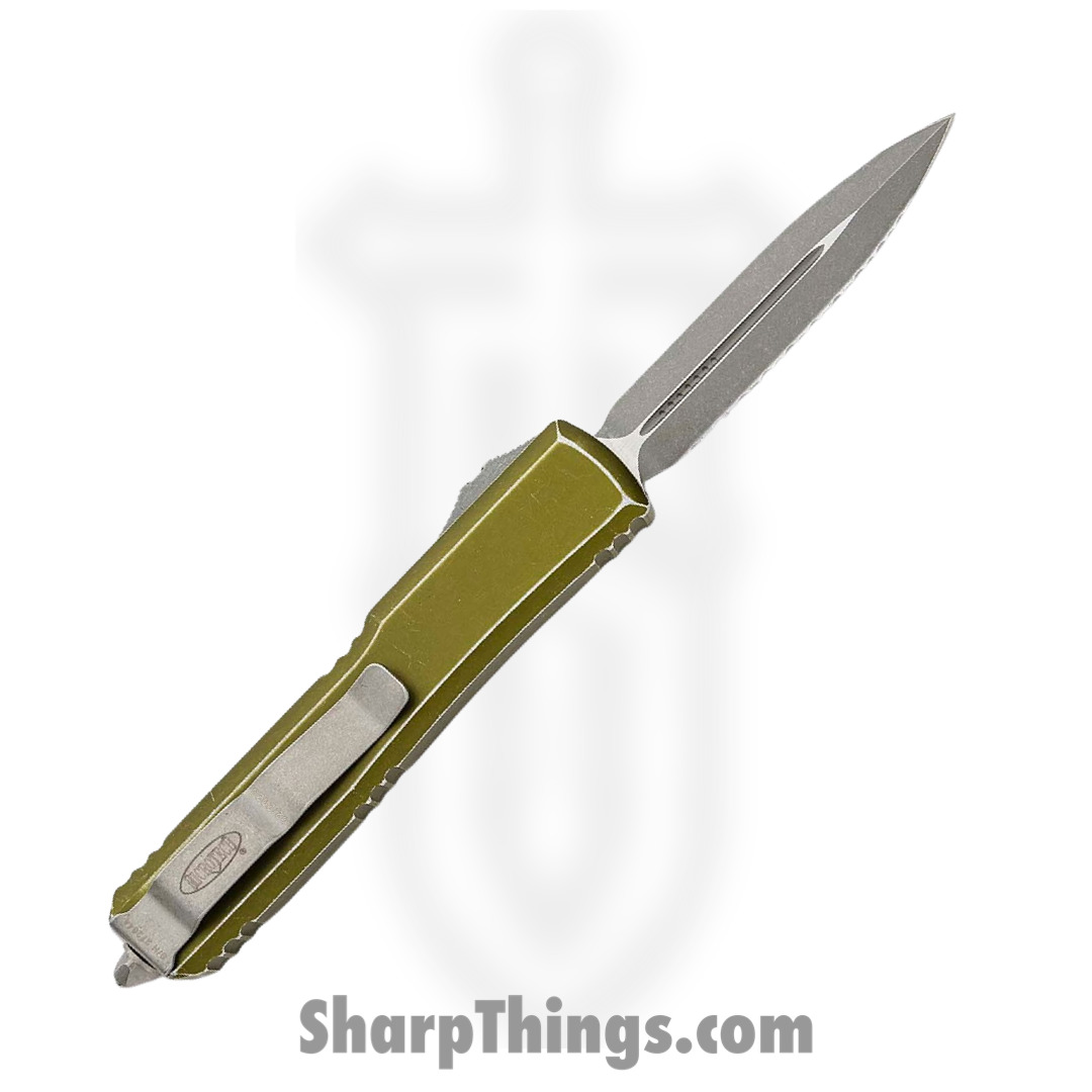 Microtech - 122-D12DOD - Ultratech - OTF Auto - Elmax Apocalyptic Dagger - 6061-T6 Aluminum - Distressed OD Green - Image 2