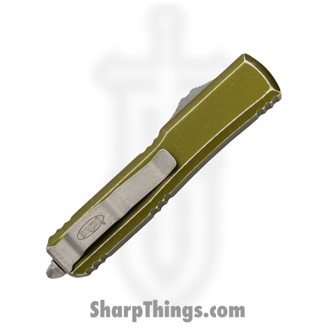 Microtech - 122-D12DOD - Ultratech - OTF Auto - Elmax Apocalyptic Dagger - 6061-T6 Aluminum - Distressed OD Green - Image 4
