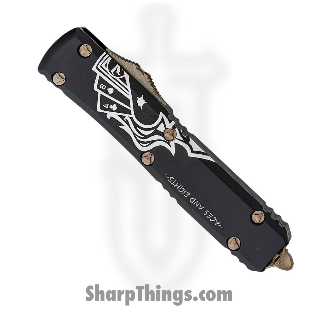 Microtech - 123-13DMS - Ultratech Deadmans Hand - OTF Auto - Elmax Bronze Tanto - 6061-T6 Aluminum - Black/White - Image 3