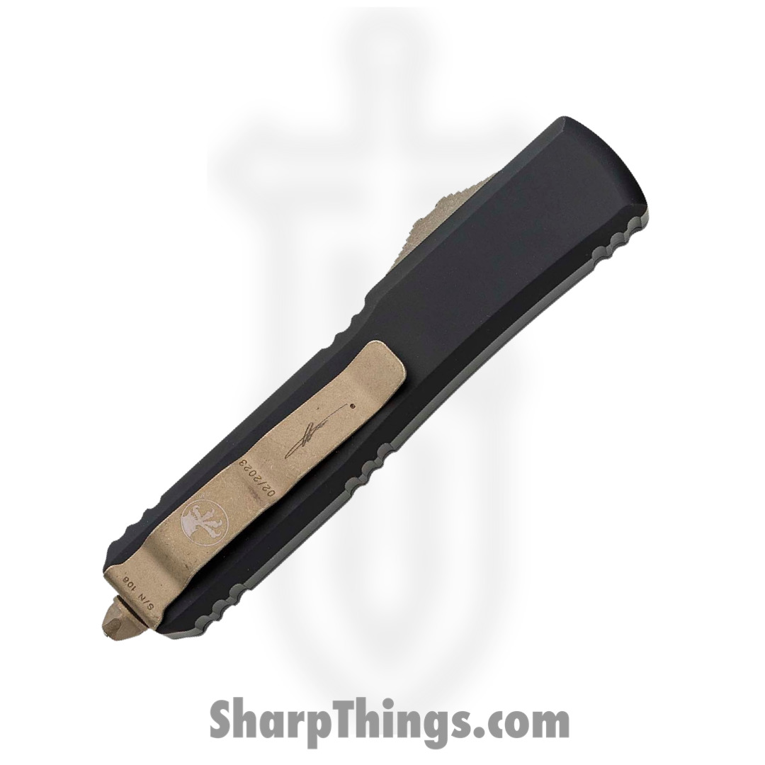 Microtech - 123-13DMS - Ultratech Deadmans Hand - OTF Auto - Elmax Bronze Tanto - 6061-T6 Aluminum - Black/White - Image 4