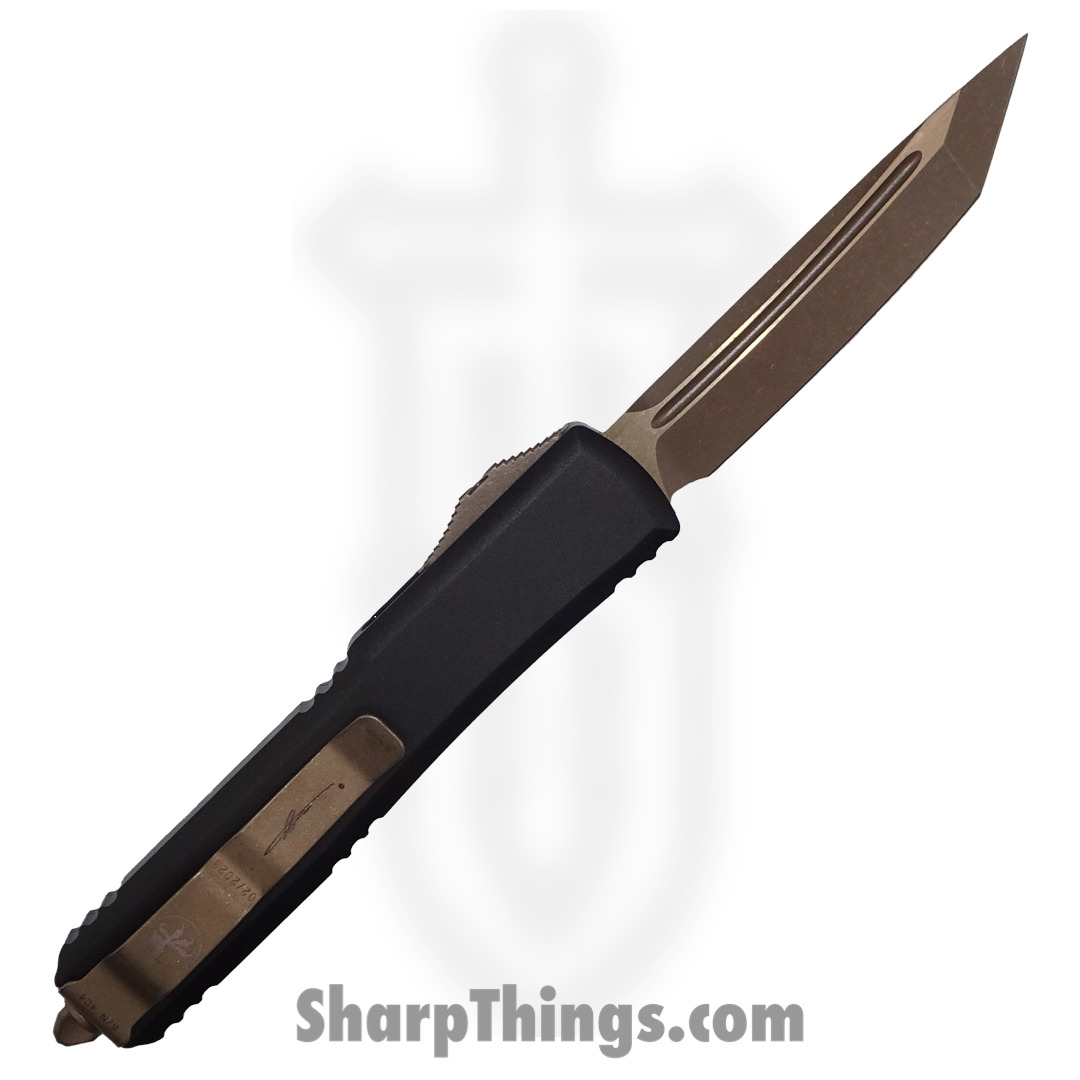 Microtech - 123-13MLS - Ultratech Molon Labe - OTF Auto - Elmax Bronze Tanto - 6061-T6 Aluminum - Black/White - Image 3