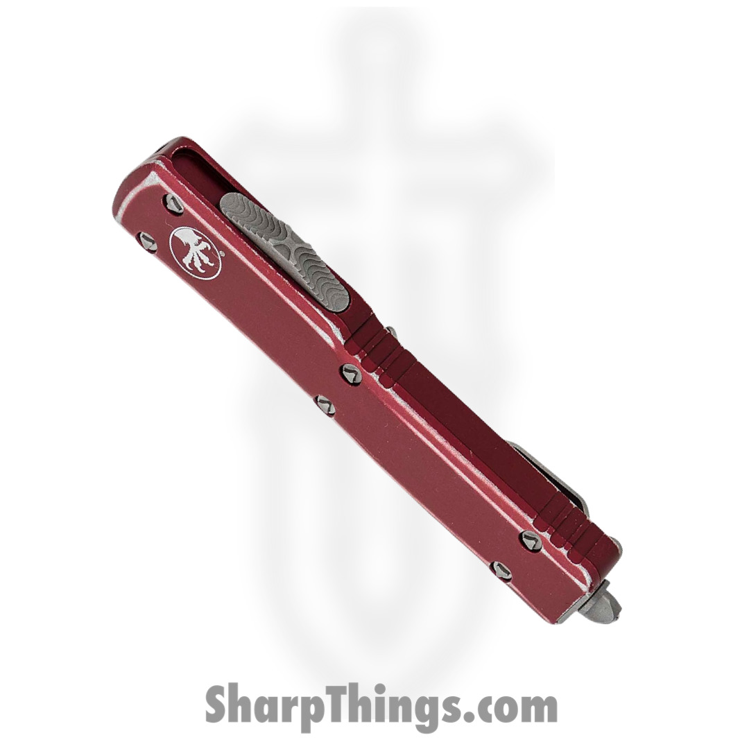 Microtech - 147-D12DMR - UTX-70 - OTF Auto - Elmax Apocalyptic Dagger - 6061-T6 Aluminum - Distressed Merlot - Image 3