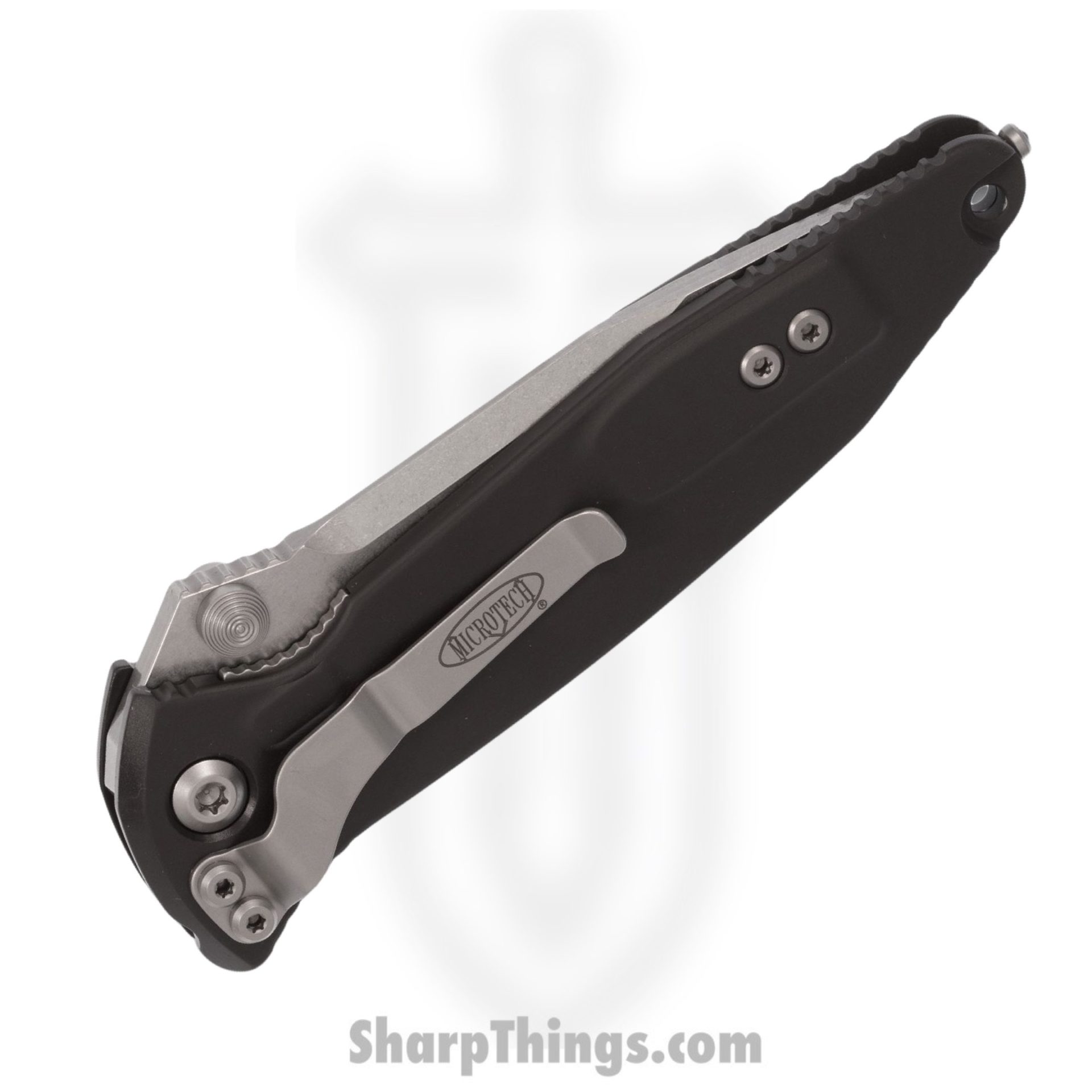 Microtech - 160-11 - Socom Elite Tactical - Folding Knife - Elmax Stonewash Clip Point - Aluminum/Rubber Inserts - Black - Image 3