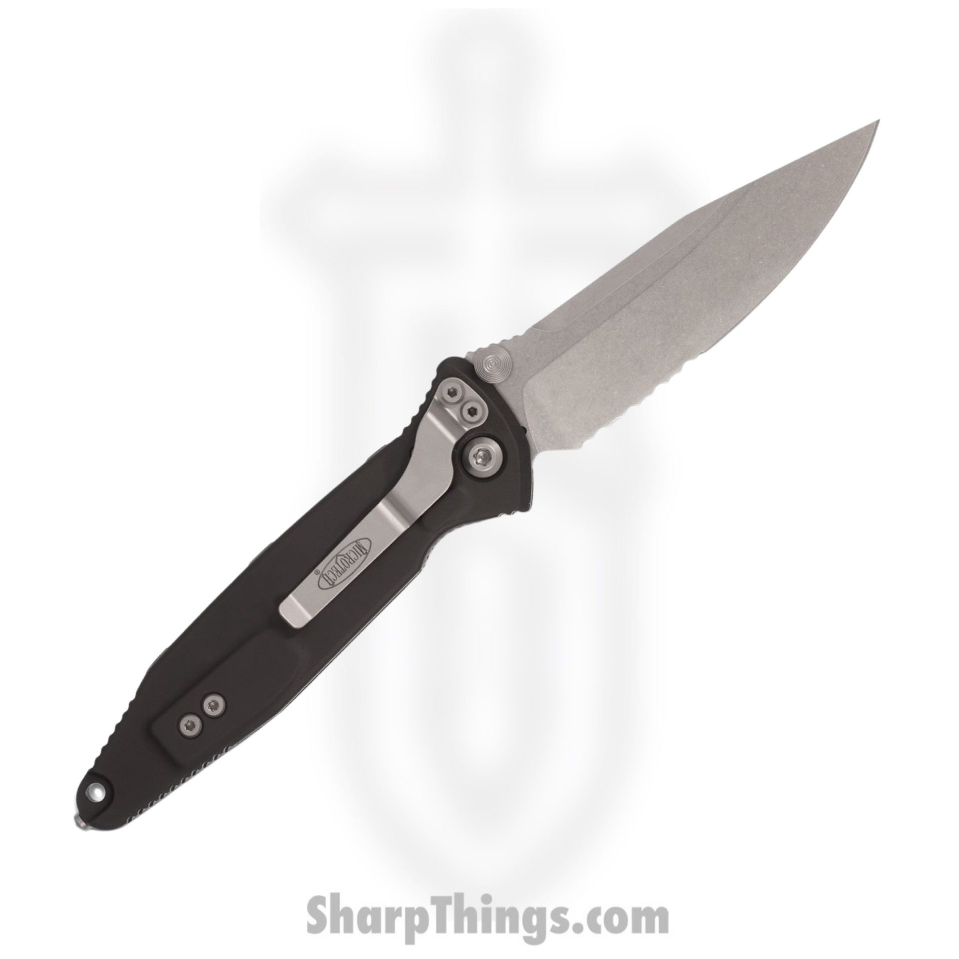 Microtech - 160-11 - Socom Elite Tactical - Folding Knife - Elmax Stonewash Clip Point - Aluminum/Rubber Inserts - Black - Image 4