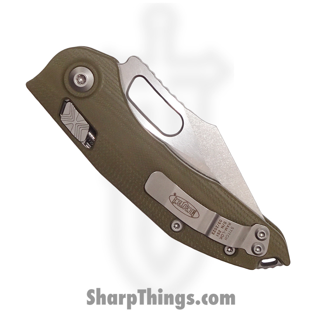 Microtech - 169RL-11GTOD - Stitch RAM-LOK Spear Point Serrated Knife - M390MK - G10 OD Green - Image 2