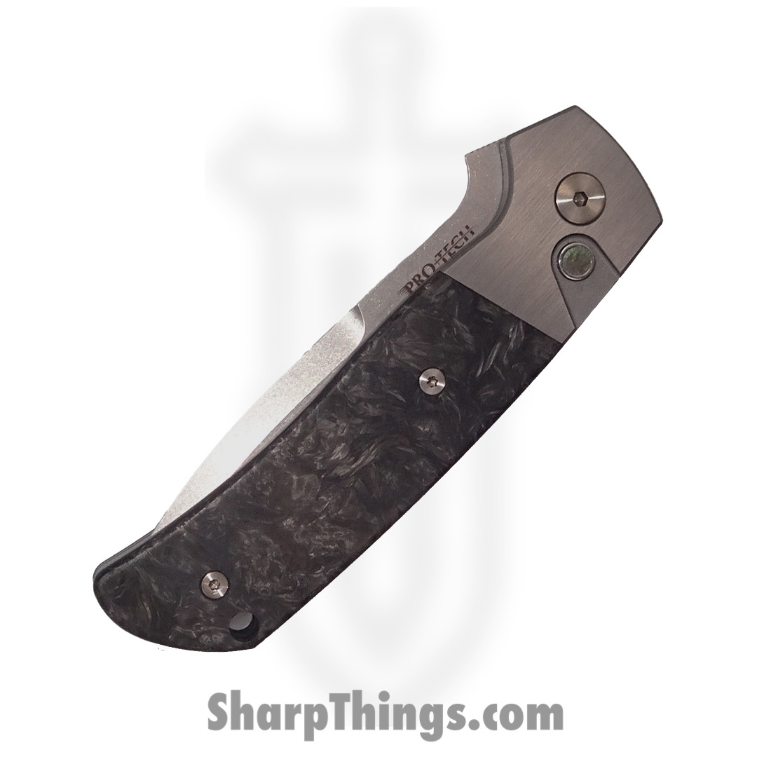 ProTech - 2023 ATCF.007 - Terzuola ATCF Custom - Automatic Knife - Magnacut Stonewash Drop Point - 416 Stainless/FatCarbon Dark Matter Inlay - Black/Silver - Image 2