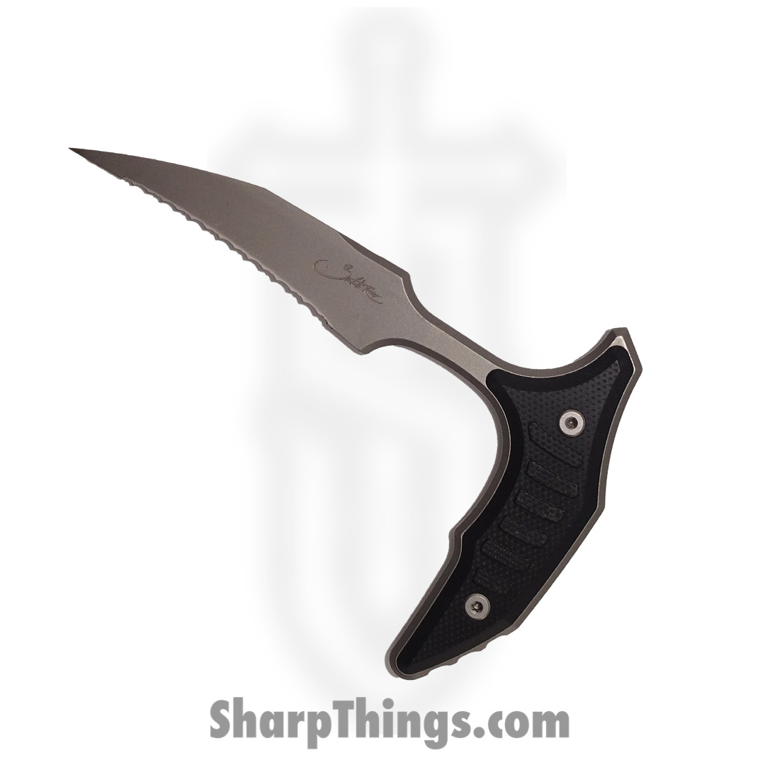 Microtech - 218-9GTBKS - Bee Bastinelli - Fixed Blade Knife - M390 Blasted Hawkbill - G10 - Black - Image 4