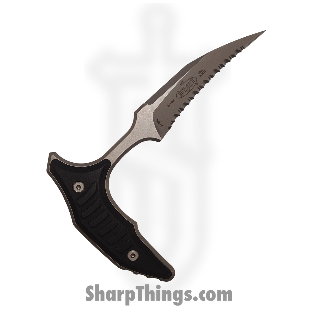 Microtech - 218-9GTBKS - Bee Bastinelli - Fixed Blade Knife - M390 Blasted Hawkbill - G10 - Black