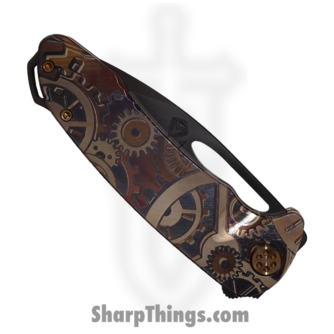 Medford Knife - MK0384PQ-36A1-T1C1-BP - On Belay Folder - S45VN PVD - Bronze "Steampunk Gears" - Image 2