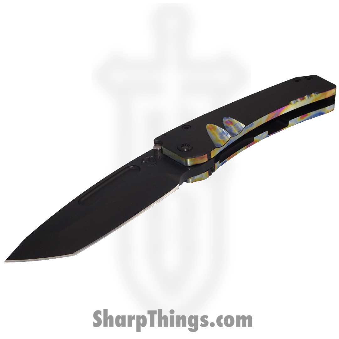 Medord Knife - MK0334PT-30PV-TPCP-BP - Midi Marauder Folder - PVD S45VN Tanto - PVD W/Brsh/PenAno Perimeter/Finger Grooves Handle - Image 4
