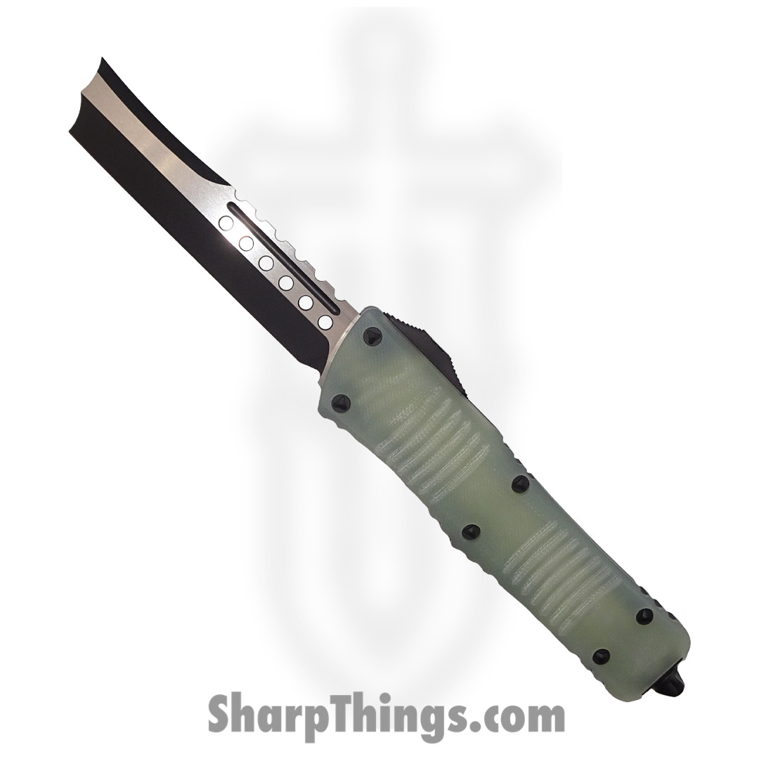 Microtech - 219R-1GTJGS - Combat Troodon - OTF Auto - M390 Two Tone Hellhound Razor - Aluminum/G10 - Black/Jade