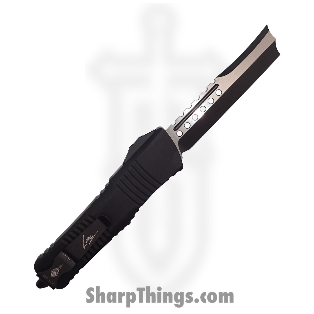 Microtech - 219R-1GTJGS - Combat Troodon - OTF Auto - M390 Two Tone Hellhound Razor - Aluminum/G10 - Black/Jade - Image 5