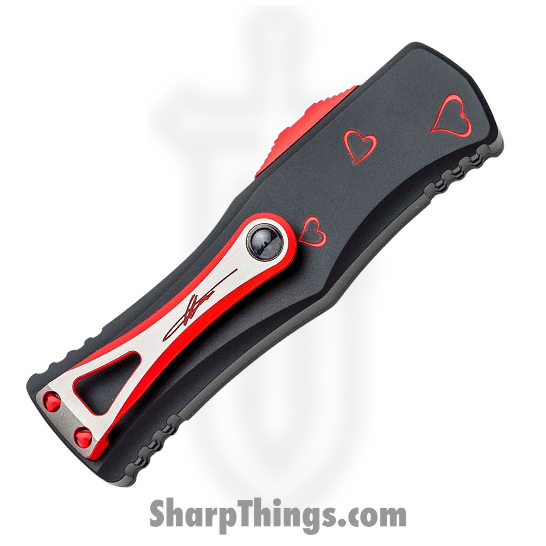 Microtech - 702-1SETTFS - Hera Twin Flames Set - OTF Auto - M390 Coated Dagger - 6061-T6 Aluminum/Hearts - Black/Red - Image 3