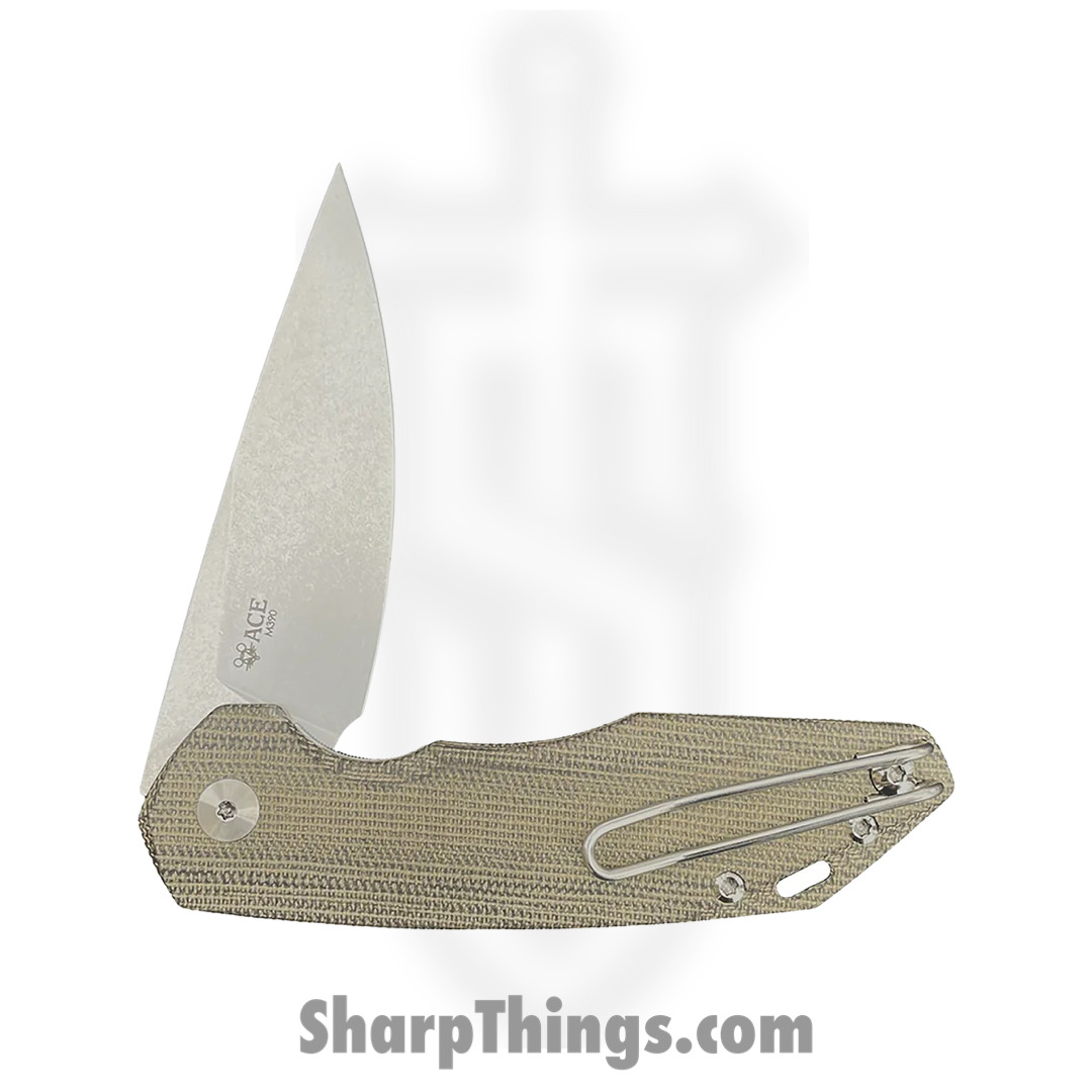 GiantMouse - CORTA-GRN-CANVAS - Ace Corta - Folding Knife - M390 Stonewash Drop Point - Micarta - Green