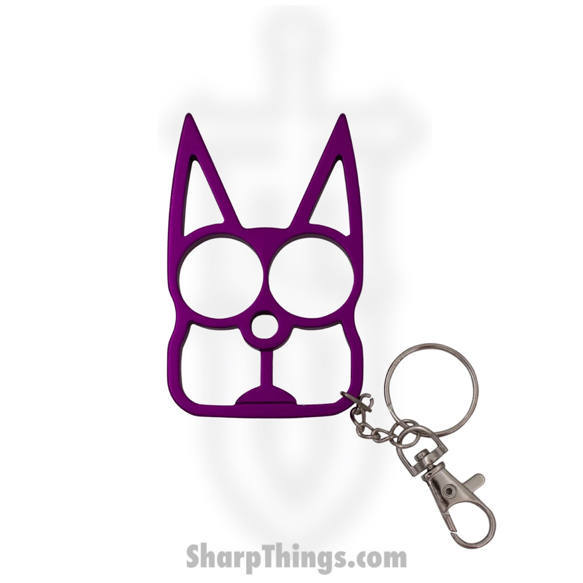 VOC - CT-009-PU - Cat Public Safety Keychain - Stainless Steel - Purple