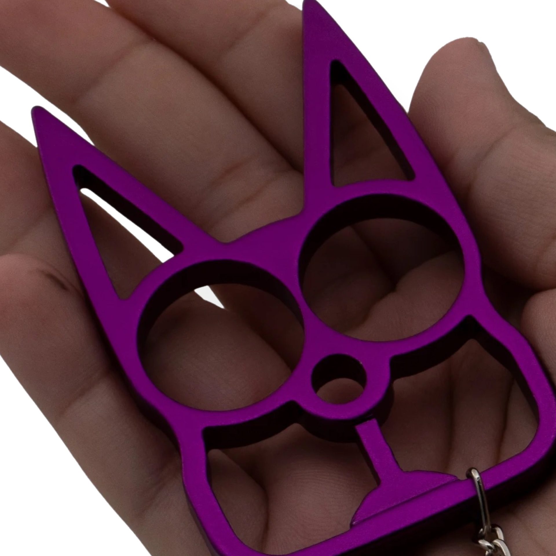 VOC - CT-009-PU - Cat Public Safety Keychain - Stainless Steel - Purple - Image 2