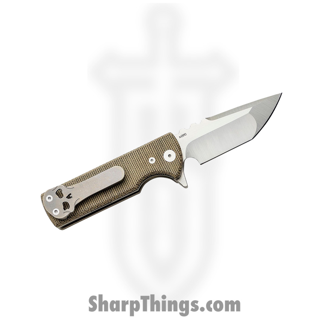 Chaves Knives - TAK/RT/GCM/BF - TAK - Folding Knife - M390 Satin Tanto - Micarta - Green - Image 2