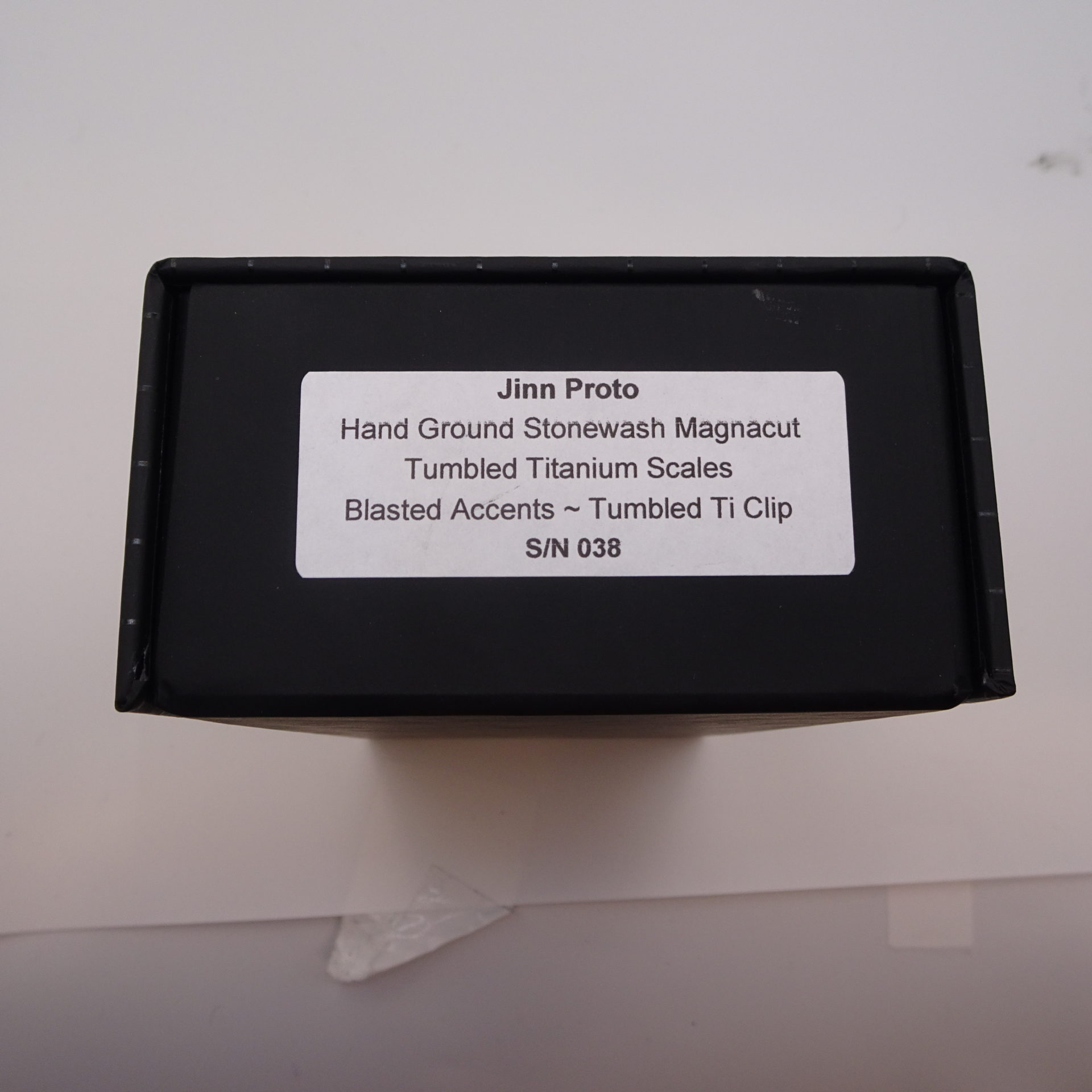 Heretic Knives - HKJNPRO323 - Custom Jinn Slip Joint Prototype - Magnacut Reverse Tanto - Tumbled Ti Scales - Image 8