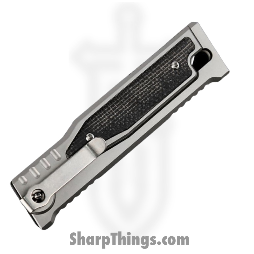 Reate Knives - EXOM-DEMIBK - EXO-M - OTF Gravity Knife - Satin CPM3V Dual Edge - Titanium w Micarta - Black - Image 2