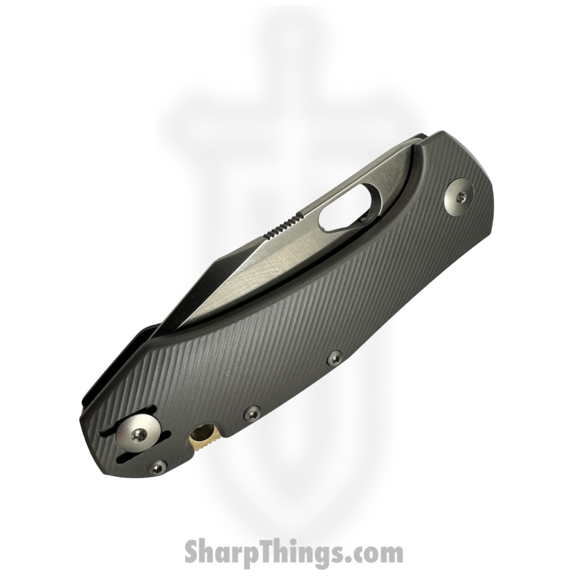 GiantMouse - ATELIER-TITANIUM - Ace Atelier Knife - Folding Knife - Elmax Satin Clip Point - Titanium - Grey - Image 2