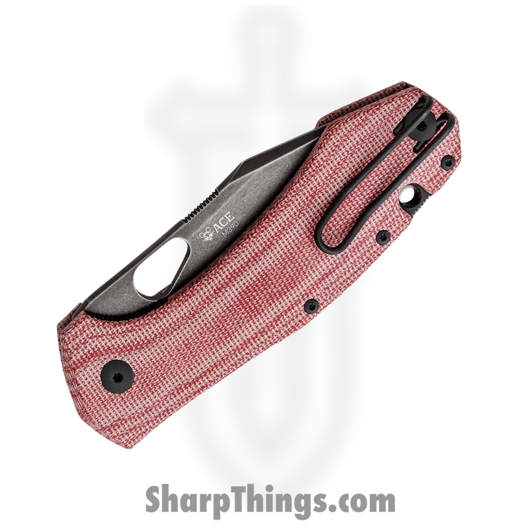 GiantMouse - GRAND-RED-MICARTA-BLACKOUT - Ace Grand - Folding Knife - M390 Coated Clip Point - Micarta - Black and Red - Image 3