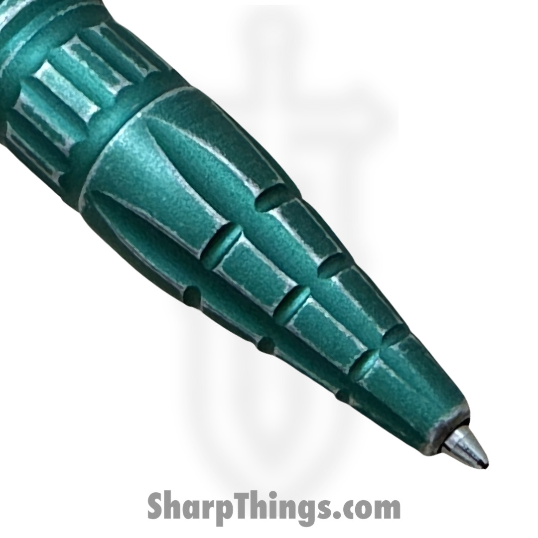Heretic Knives - H038-BOUNTY - Bounty Hunter Pen - Green Titanium with Red Logo and Yellow Ti Clip - Image 3