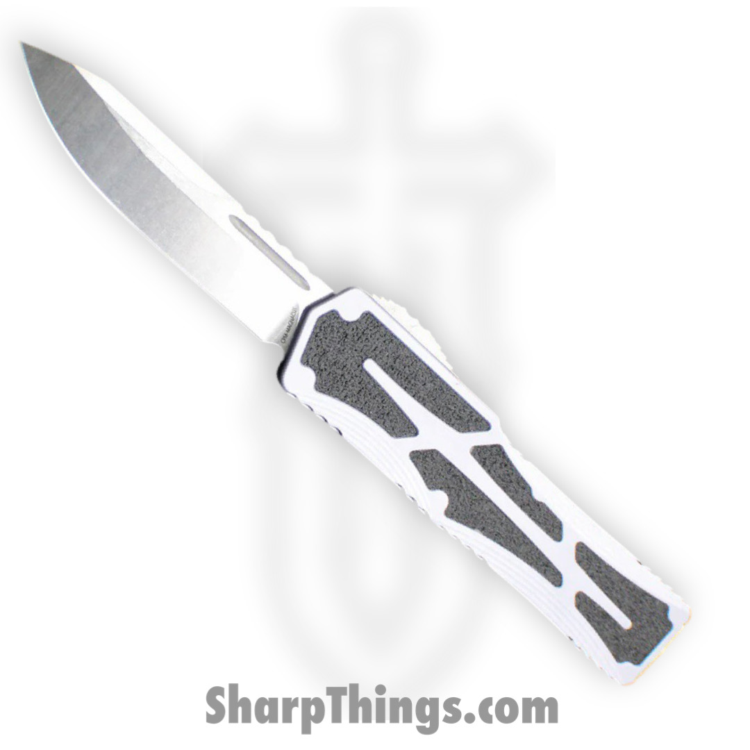 Heretic Knives - H039-2A-GRAY - Colossus - OTF Auto - Magnacut Stonewash Clip Point - Aluminum/Traction Inlay - Grey/Black