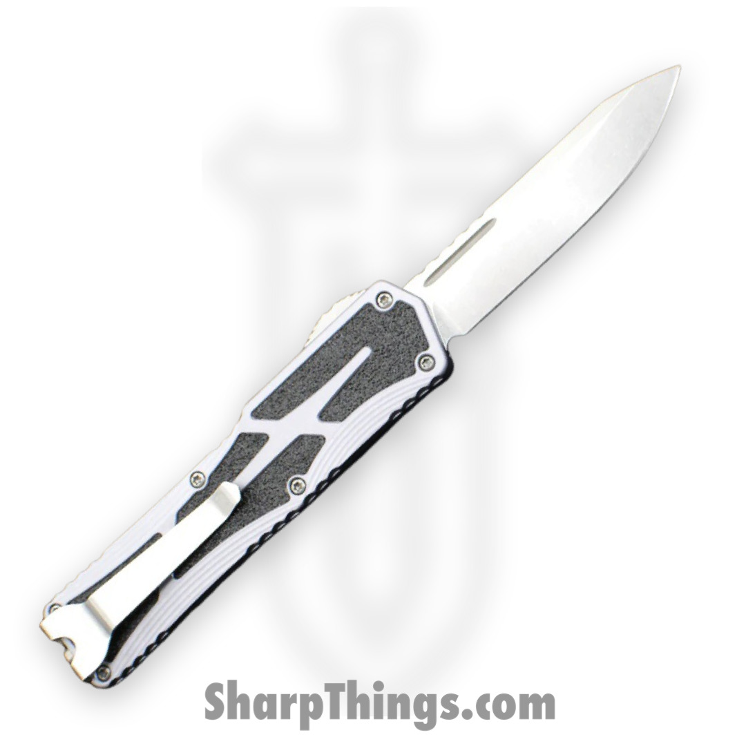 Heretic Knives - H039-2A-GRAY - Colossus - OTF Auto - Magnacut Stonewash Clip Point - Aluminum/Traction Inlay - Grey/Black - Image 2