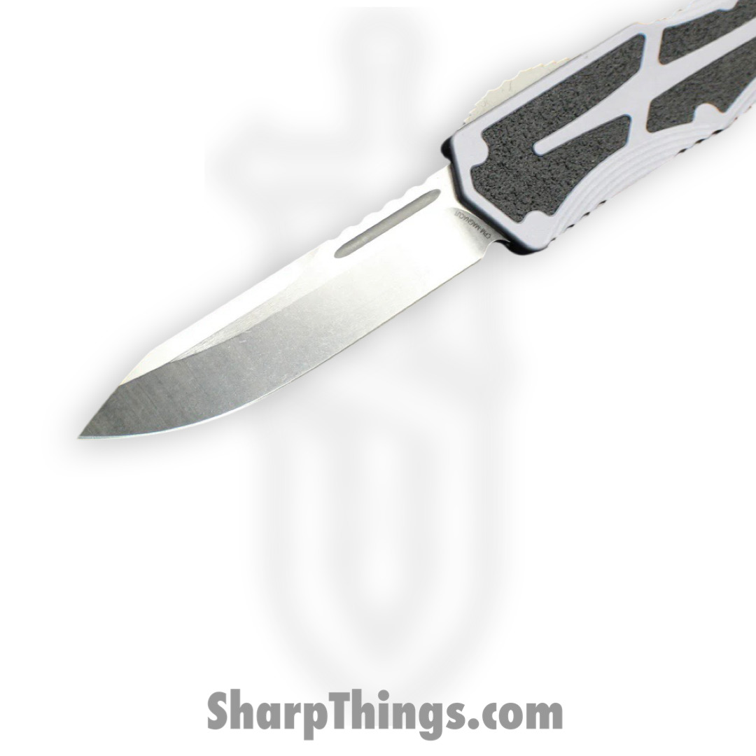 Heretic Knives - H039-2A-GRAY - Colossus - OTF Auto - Magnacut Stonewash Clip Point - Aluminum/Traction Inlay - Grey/Black - Image 6