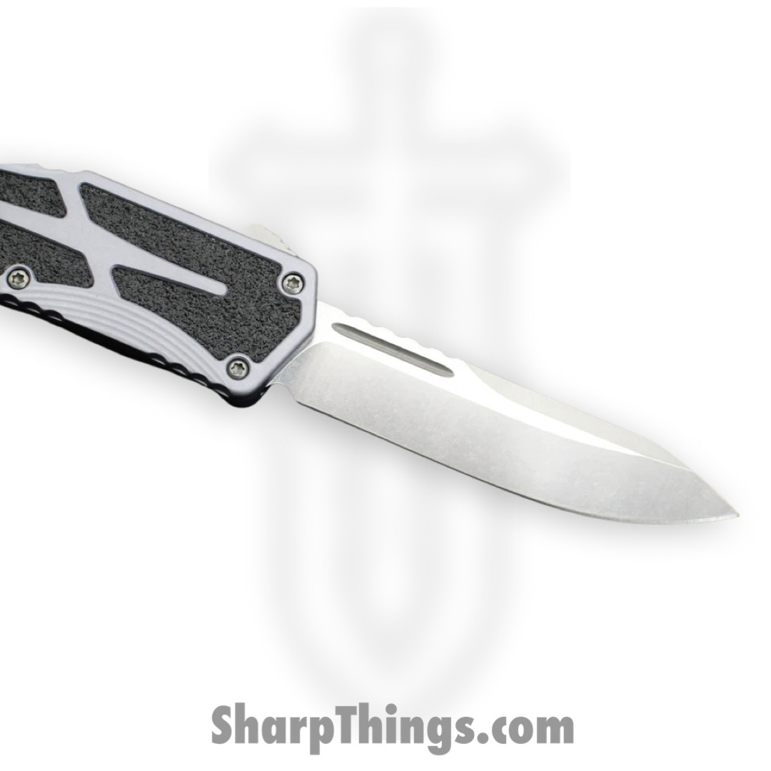 Heretic Knives - H039-2A-GRAY - Colossus - OTF Auto - Magnacut Stonewash Clip Point - Aluminum/Traction Inlay - Grey/Black - Image 7