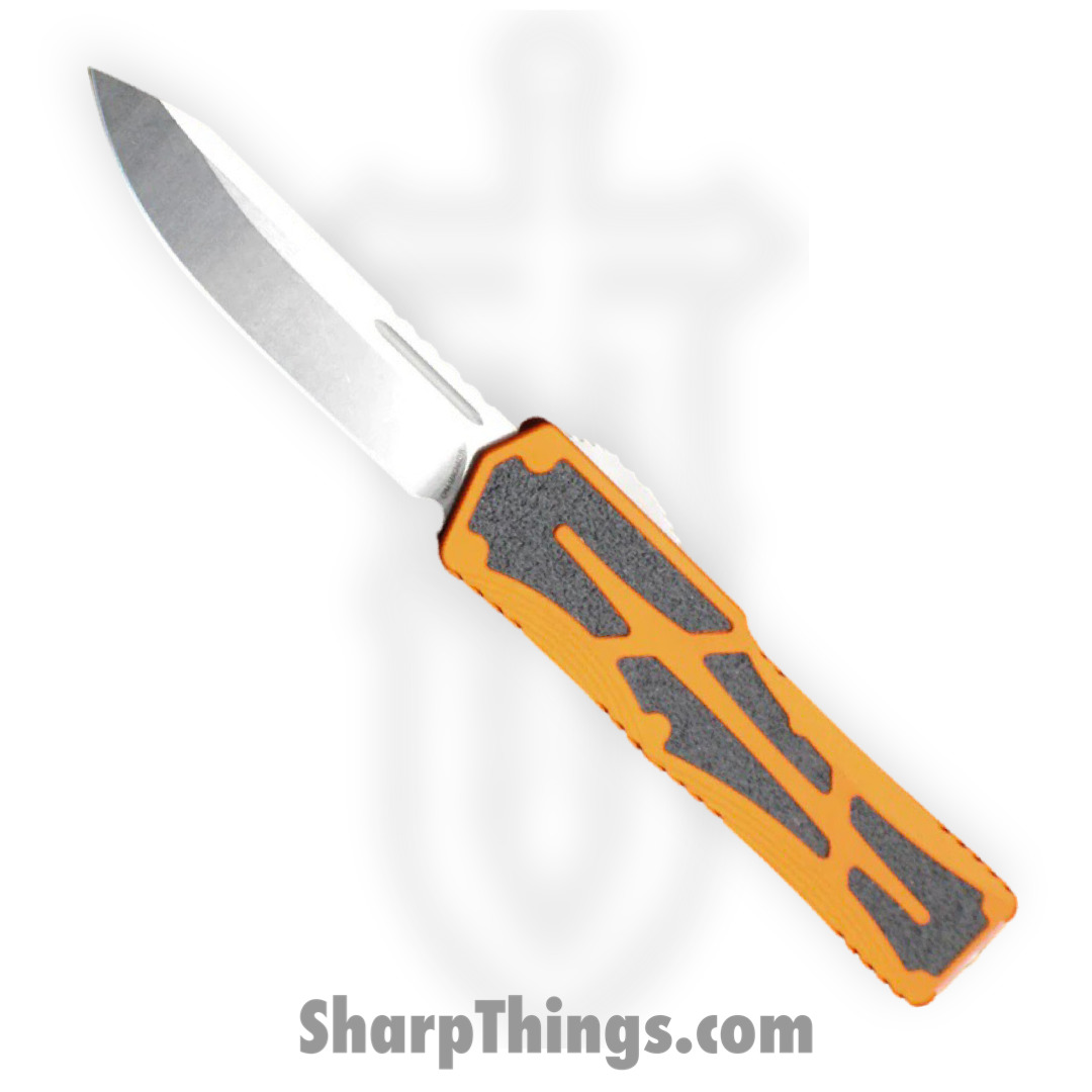 Heretic Knives - H039-2A-ORG - Colossus - OTF Auto - Magnacut Stonewash Clip Point - Aluminum/Traction Inlay - Orange/Black