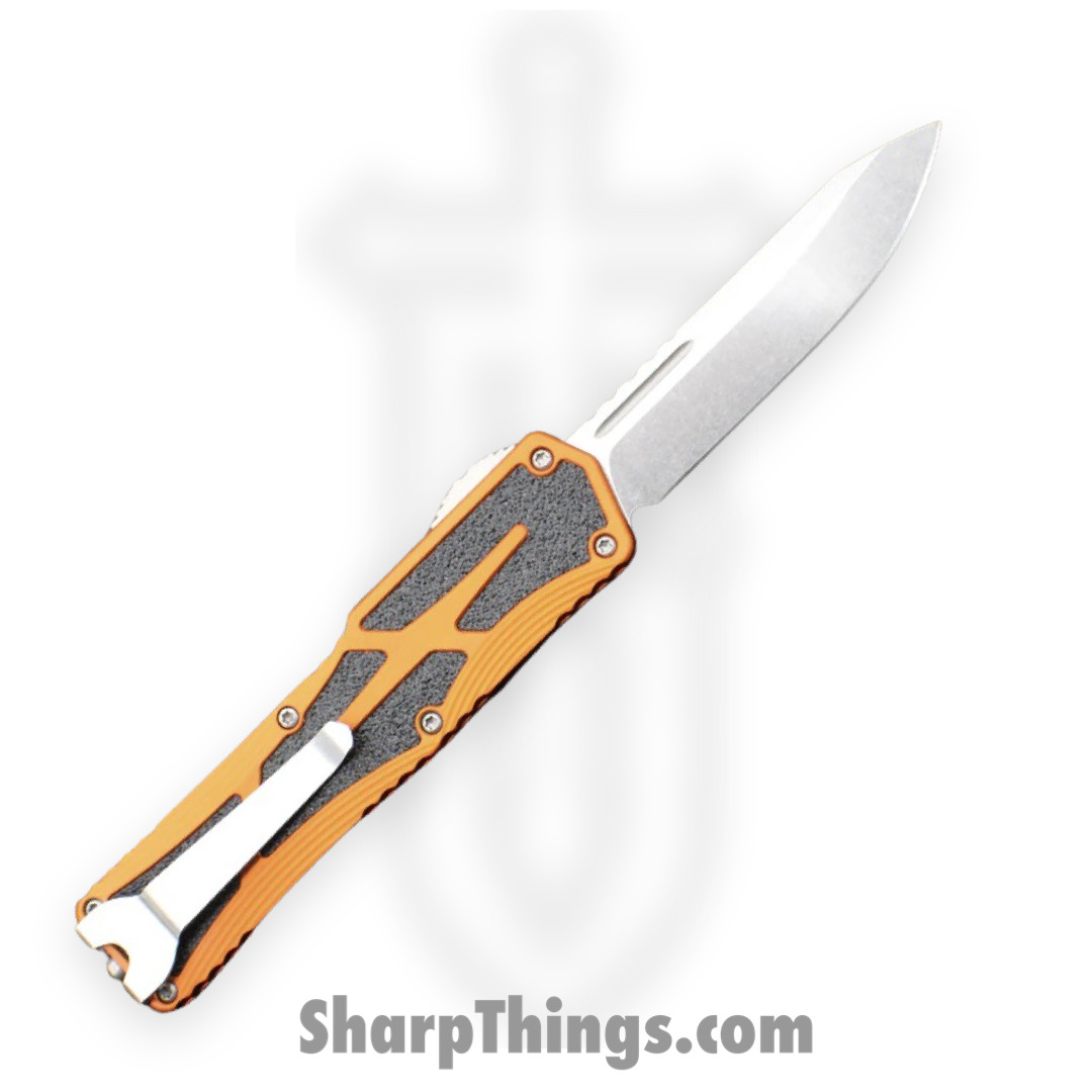 Heretic Knives - H039-2A-ORG - Colossus - OTF Auto - Magnacut Stonewash Clip Point - Aluminum/Traction Inlay - Orange/Black - Image 2