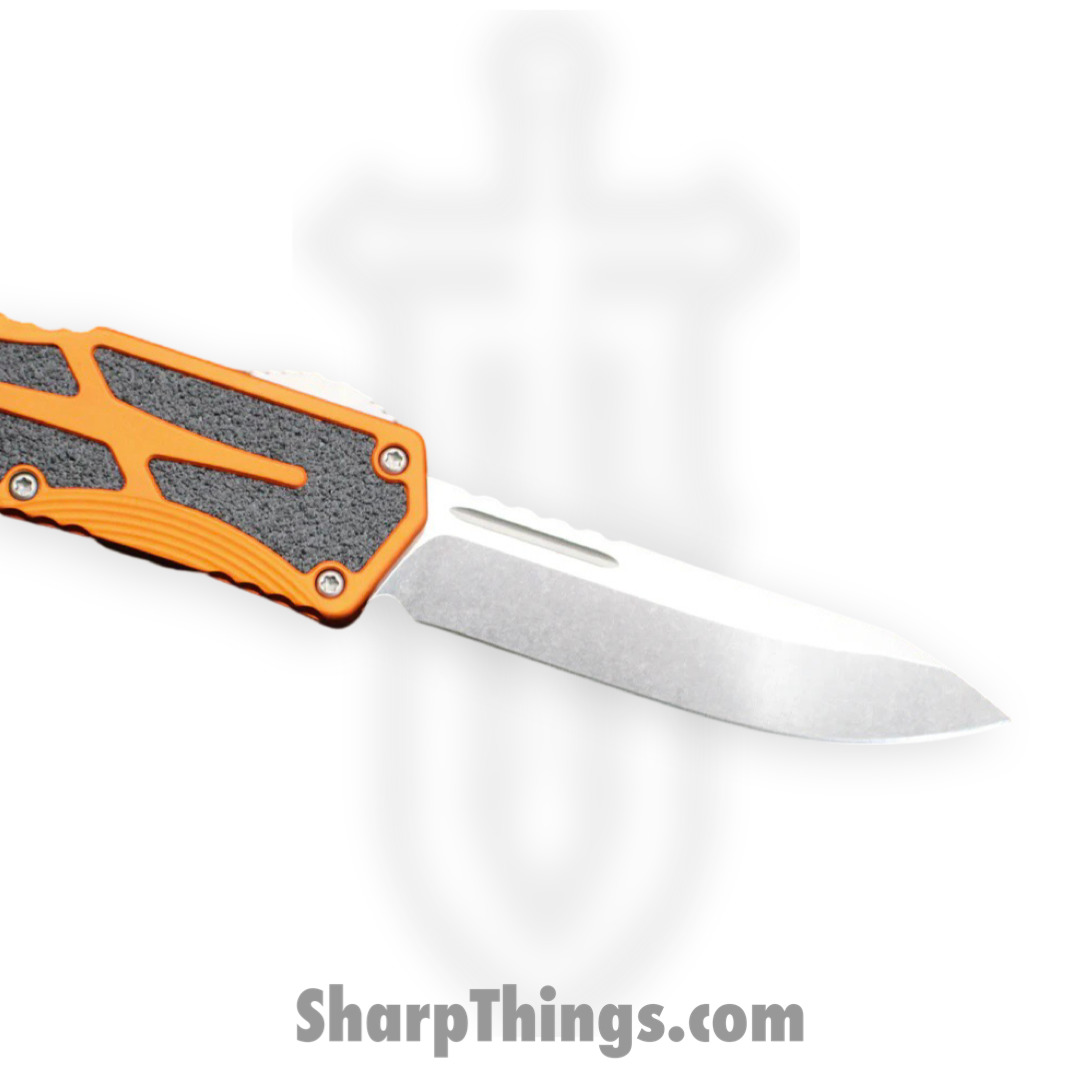 Heretic Knives - H039-2A-ORG - Colossus - OTF Auto - Magnacut Stonewash Clip Point - Aluminum/Traction Inlay - Orange/Black - Image 5